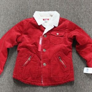 NWT Bongo Red Corduroy Sherpa Jacket